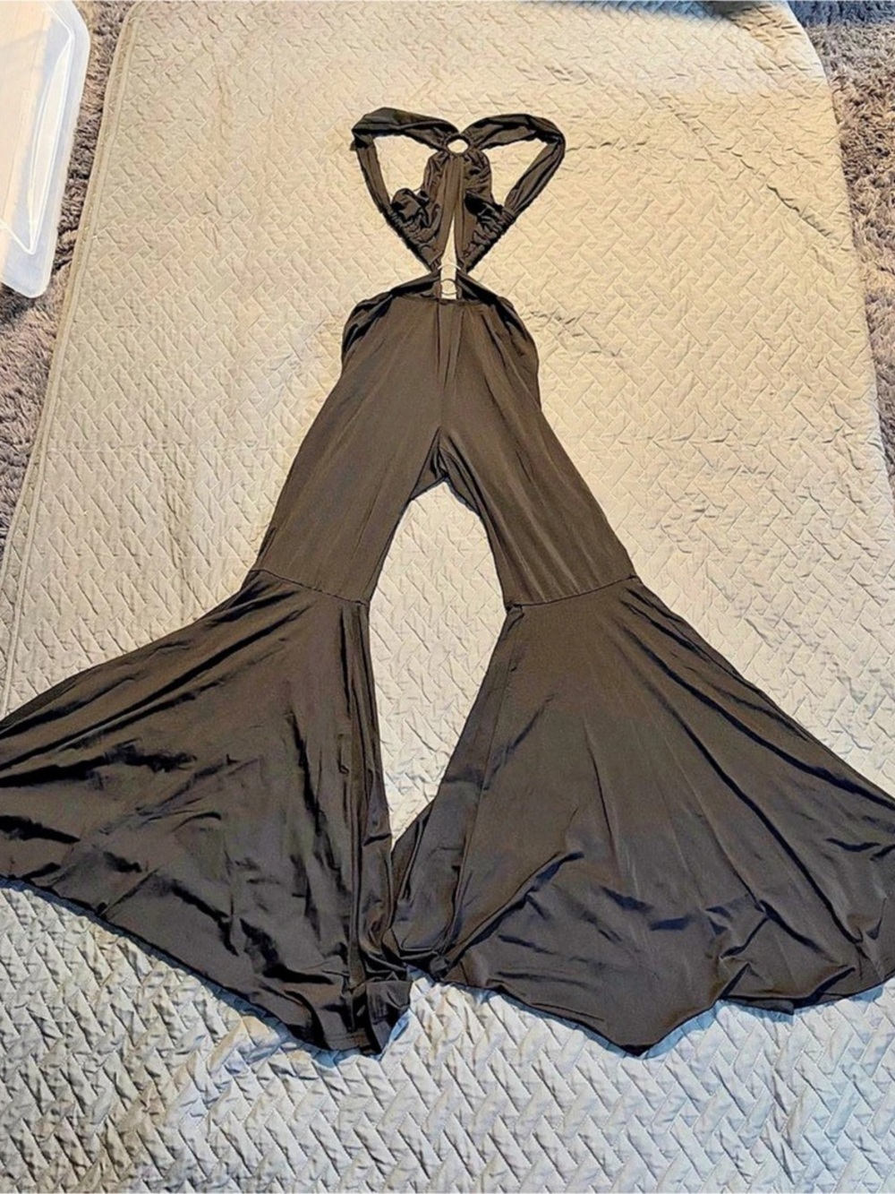 SHEIN Black Backless Cutout Flare Leg Jumpsuit Bodysuit XS